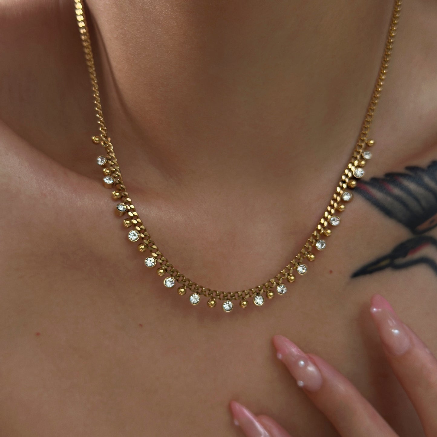 18K Gold-Plated Zircon Cuban Chain Necklace