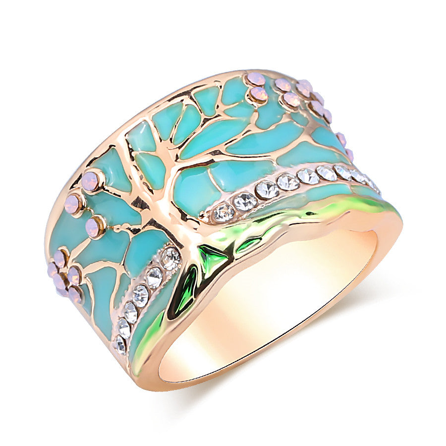 Retro Resin Floral Ring