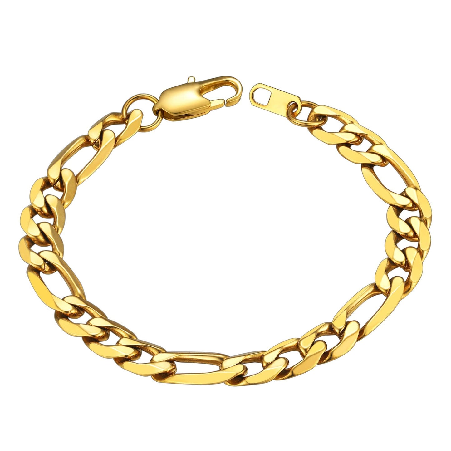 18K Gold Plated Figaro Chain Bracelet – Unisex, Stainless Steel
