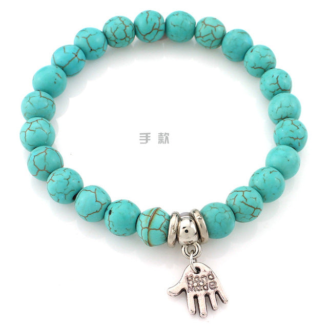 Blue Turquoise Charm Cross Bracelet