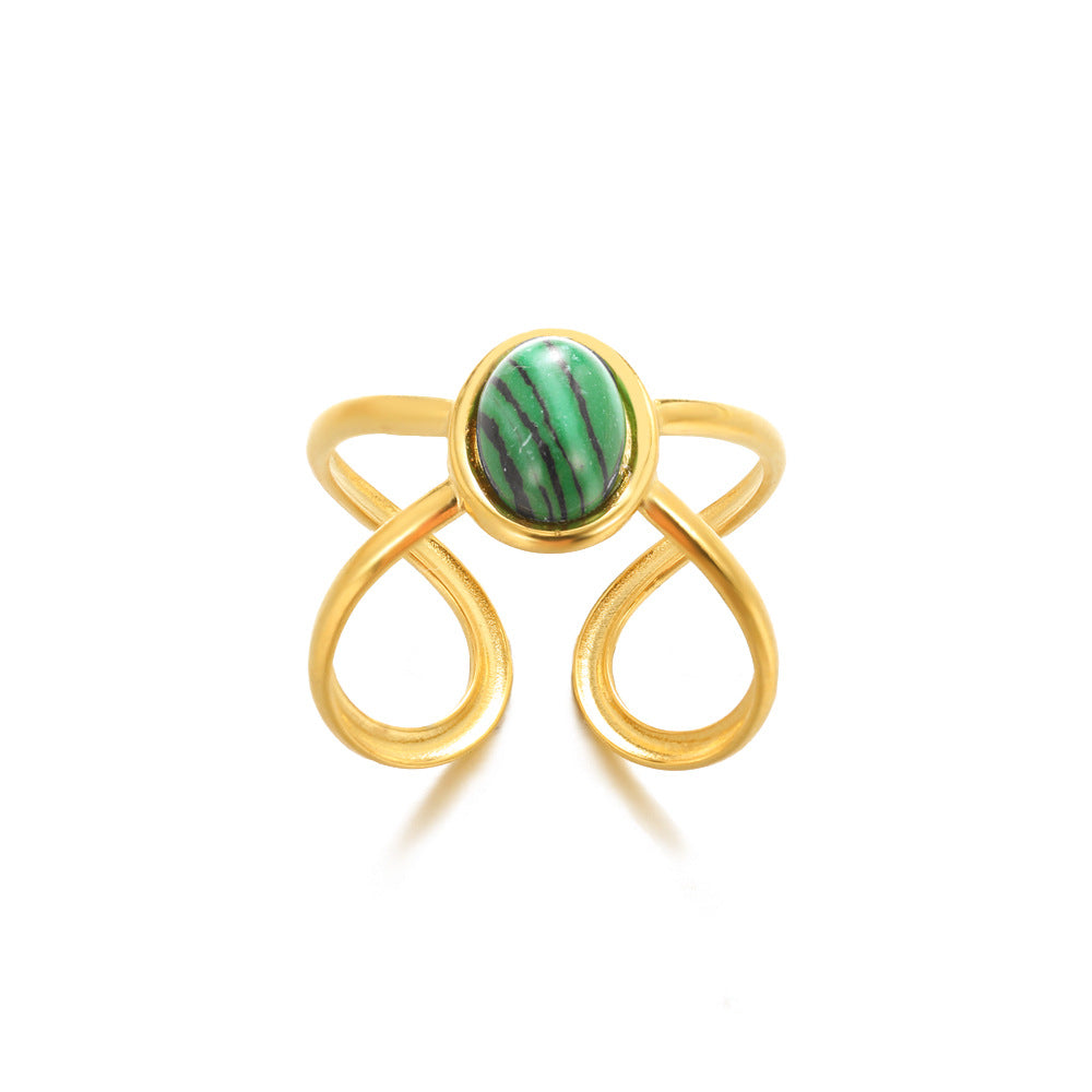 Turquoise Inlaid Stainless Steel Ring