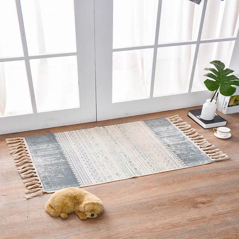 Nordic Style Cotton Linen Area Rug – Non-Slip, Multiple Colors & Designs