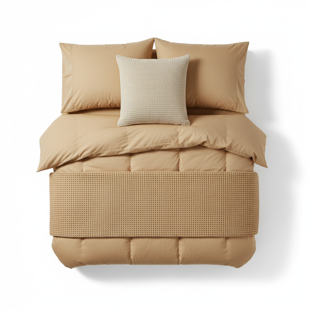 5-Piece Cotton Comforter Set – King Size with Waffle Throw Blanket