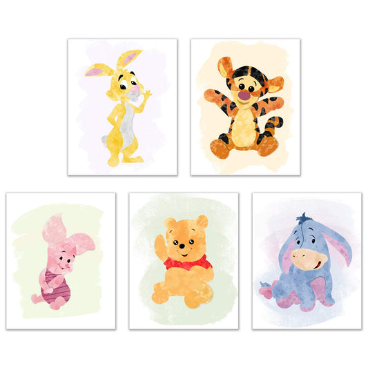 Winnie the Pooh Watercolor Nursery Prints – Set of 5