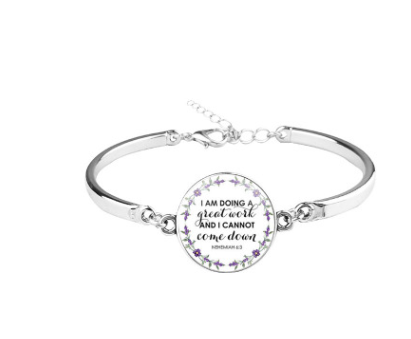 Patterned Bible Bracelet with Gemstones and Chain