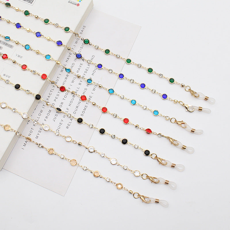 Luxury Eyeglass Chain with Colorful Crystal Accents