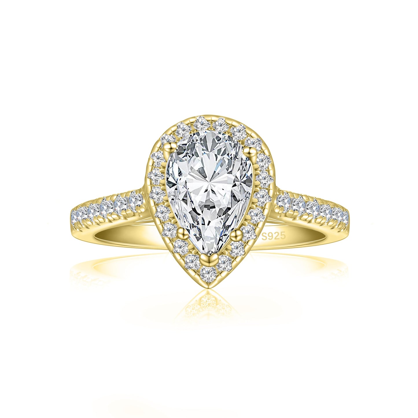 925 Sterling Silver Pear Cut Cubic Zirconia Ring – Size 7.5