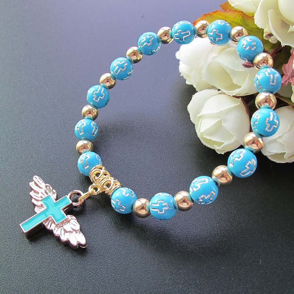 Oil Dripping Angel Cross Bracelet – Faith & Protection