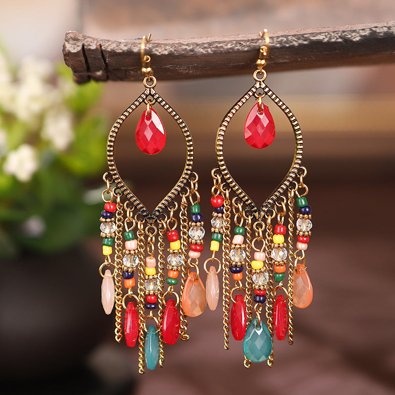 Bohemian Long Tassel Earrings - Gold Plated