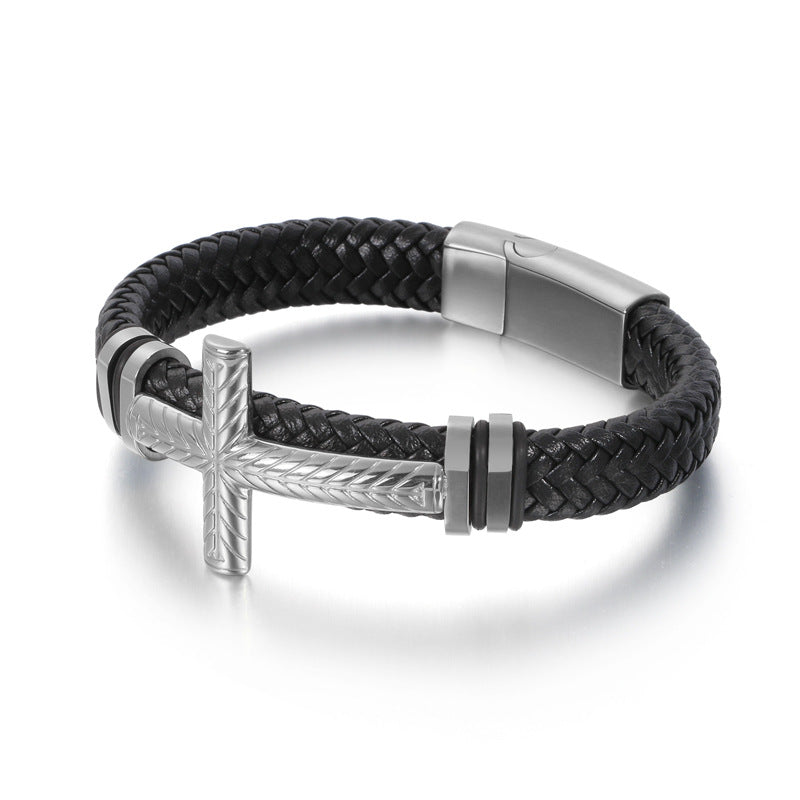 Fashionable Men's Stainless Steel Cross Bracelet
