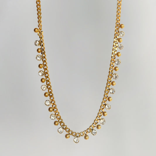 18K Gold-Plated Zircon Cuban Chain Necklace