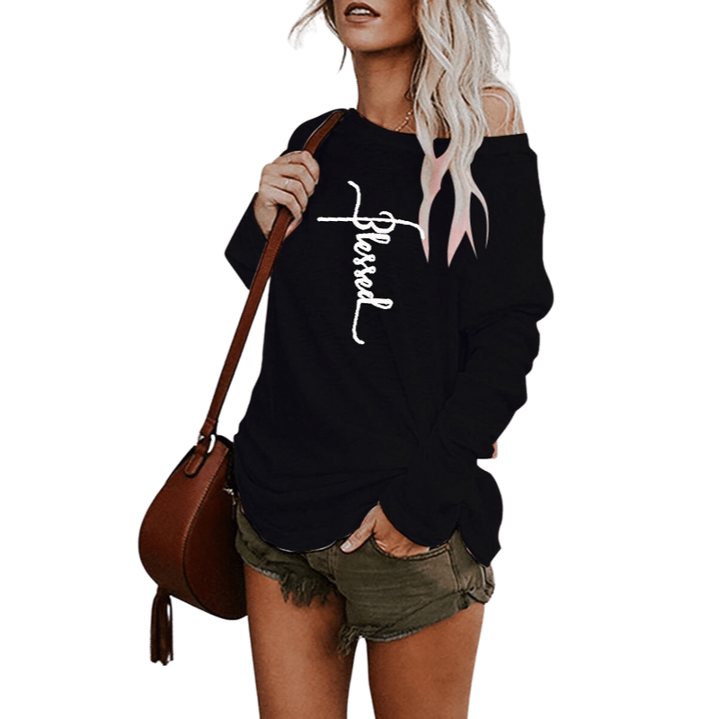 Women's Loose Fit "Blessed"- Long Sleeve T-Shirt