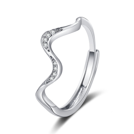 Fashion Water Wave Silver Ring