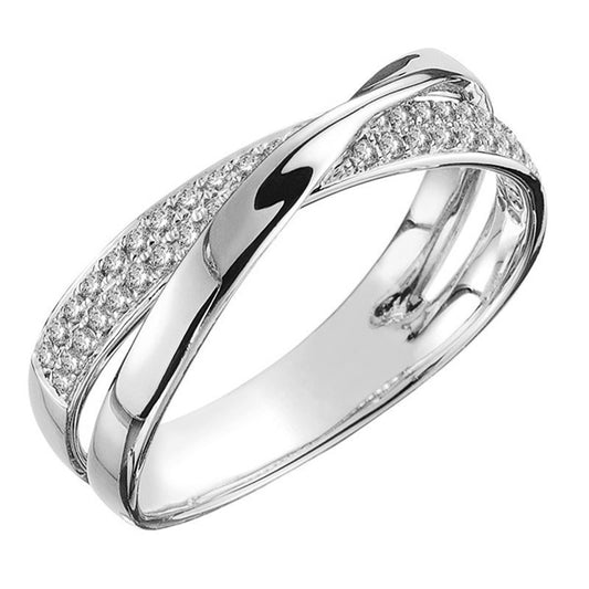 925 Sterling Silver Plated Infinity Knot Ring – Cubic Zirconia Criss Cross Band for Women, Size 8