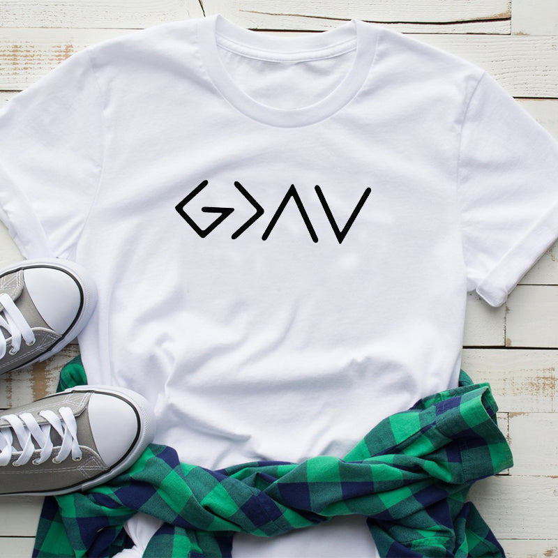 God Is Greater Unisex Cotton T-Shirt – Faith-Inspired Streetwear