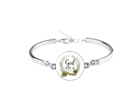 Patterned Bible Bracelet with Gemstones and Chain
