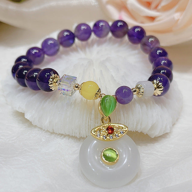 Vintage Beaded Amethyst Charm Bracelet