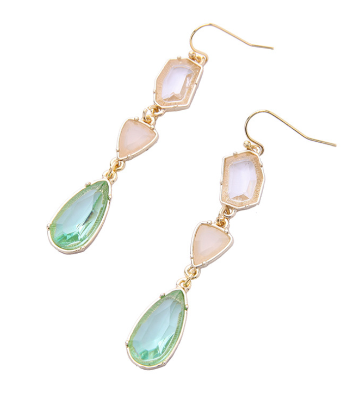 Waterdrop Earrings with Alloy Gemstone Crystals