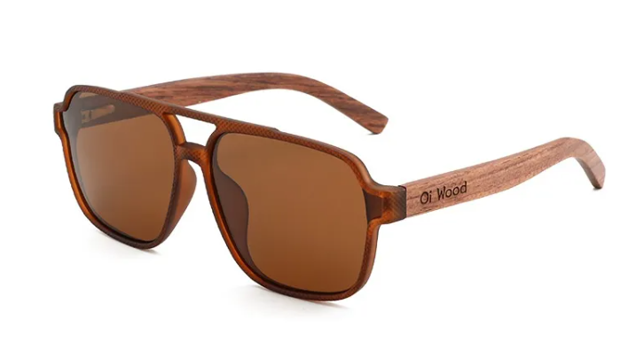 Vintage Wood Framed Polarized Sunglasses