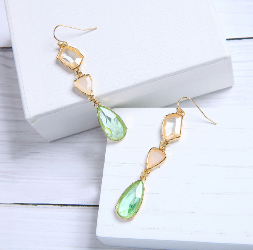 Waterdrop Earrings with Alloy Gemstone Crystals