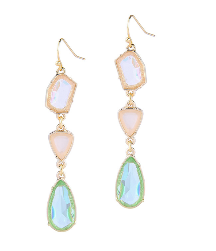 Waterdrop Earrings with Alloy Gemstone Crystals