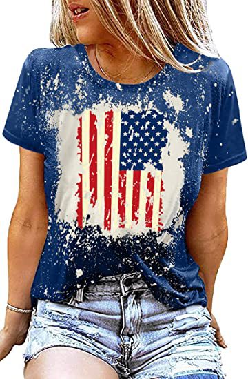 Women's Patriotic Flag Print T-Shirt
