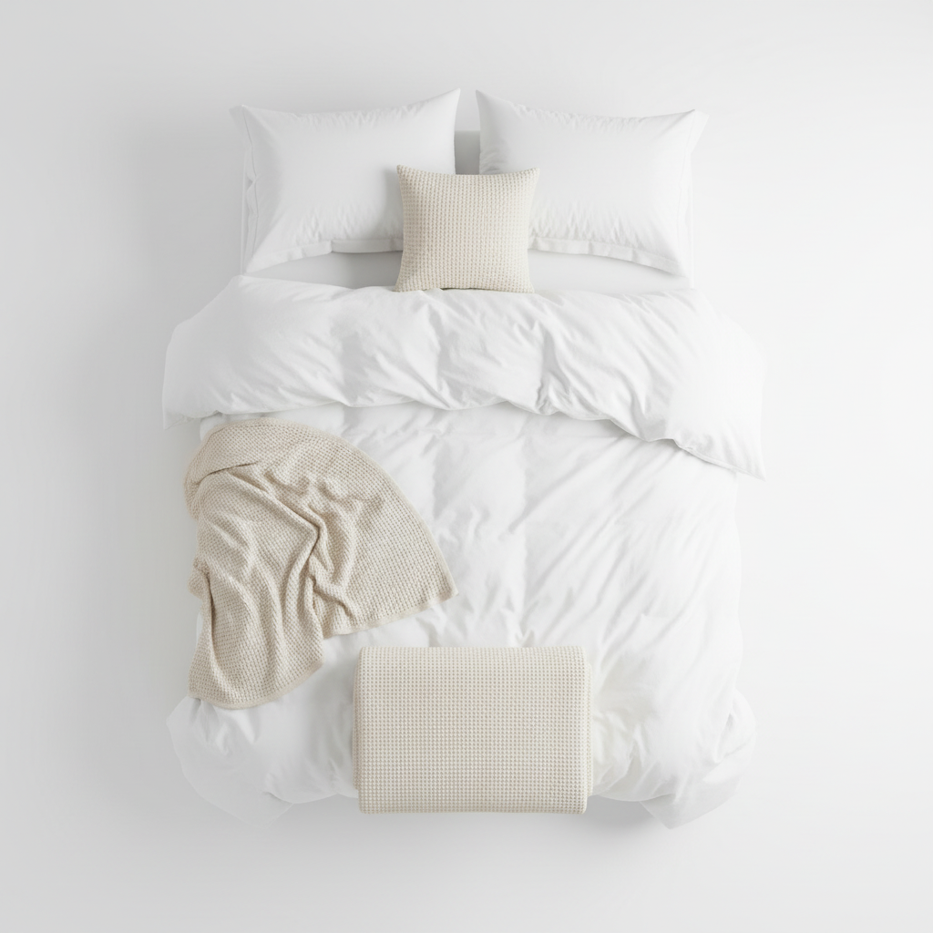 5-Piece Cotton Comforter Set – King Size with Waffle Throw Blanket