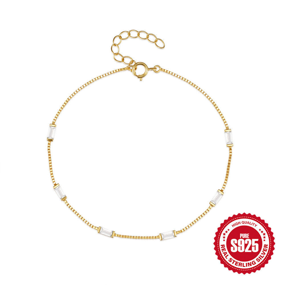 Sterling Silver Simple Zircon Bracelet