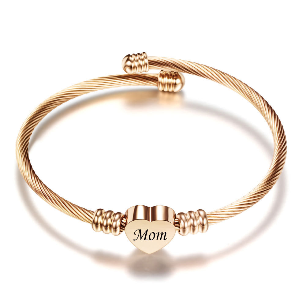Mother's Day Braided Bracelet – Stainless Steel Heart Letter Design