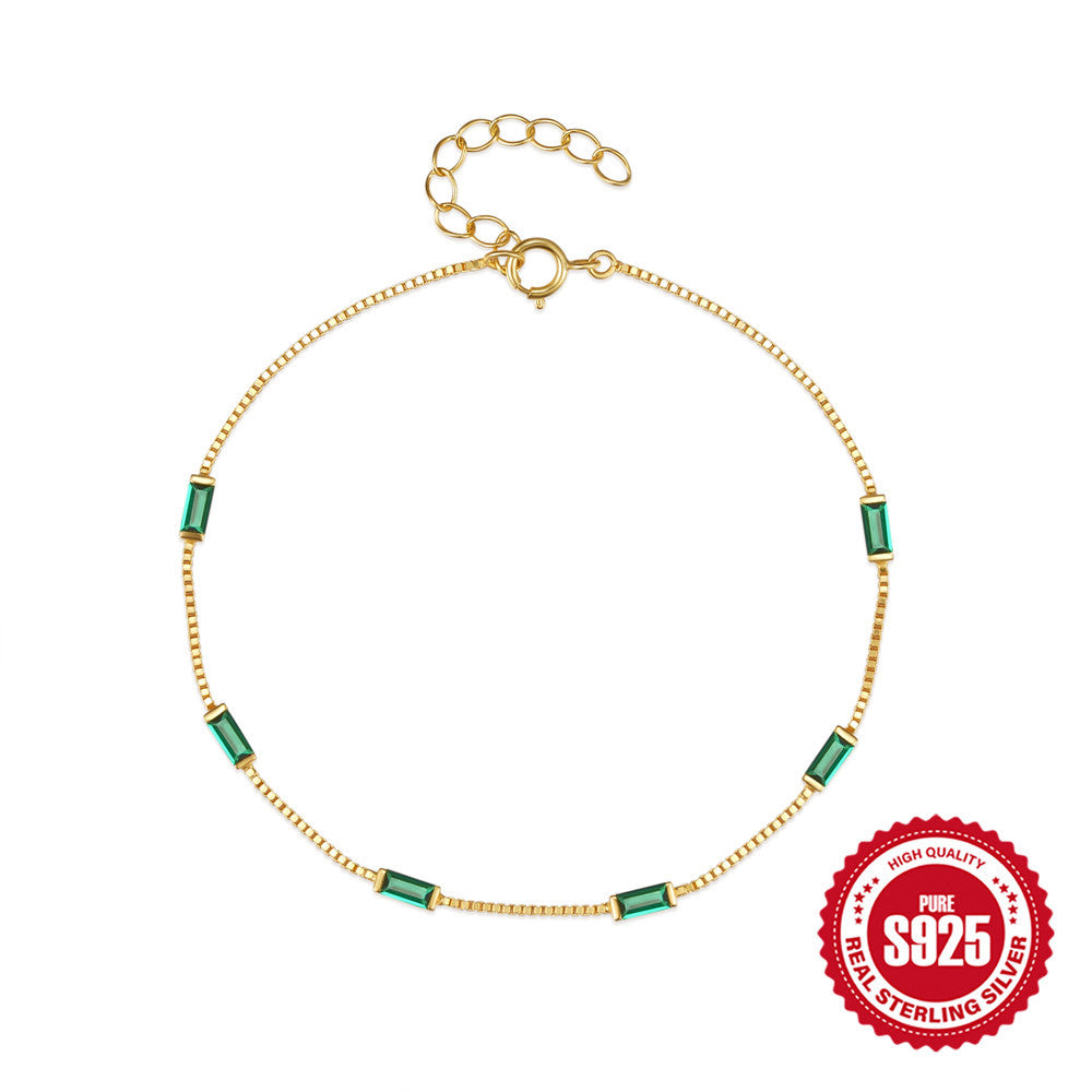 Sterling Silver Simple Zircon Bracelet