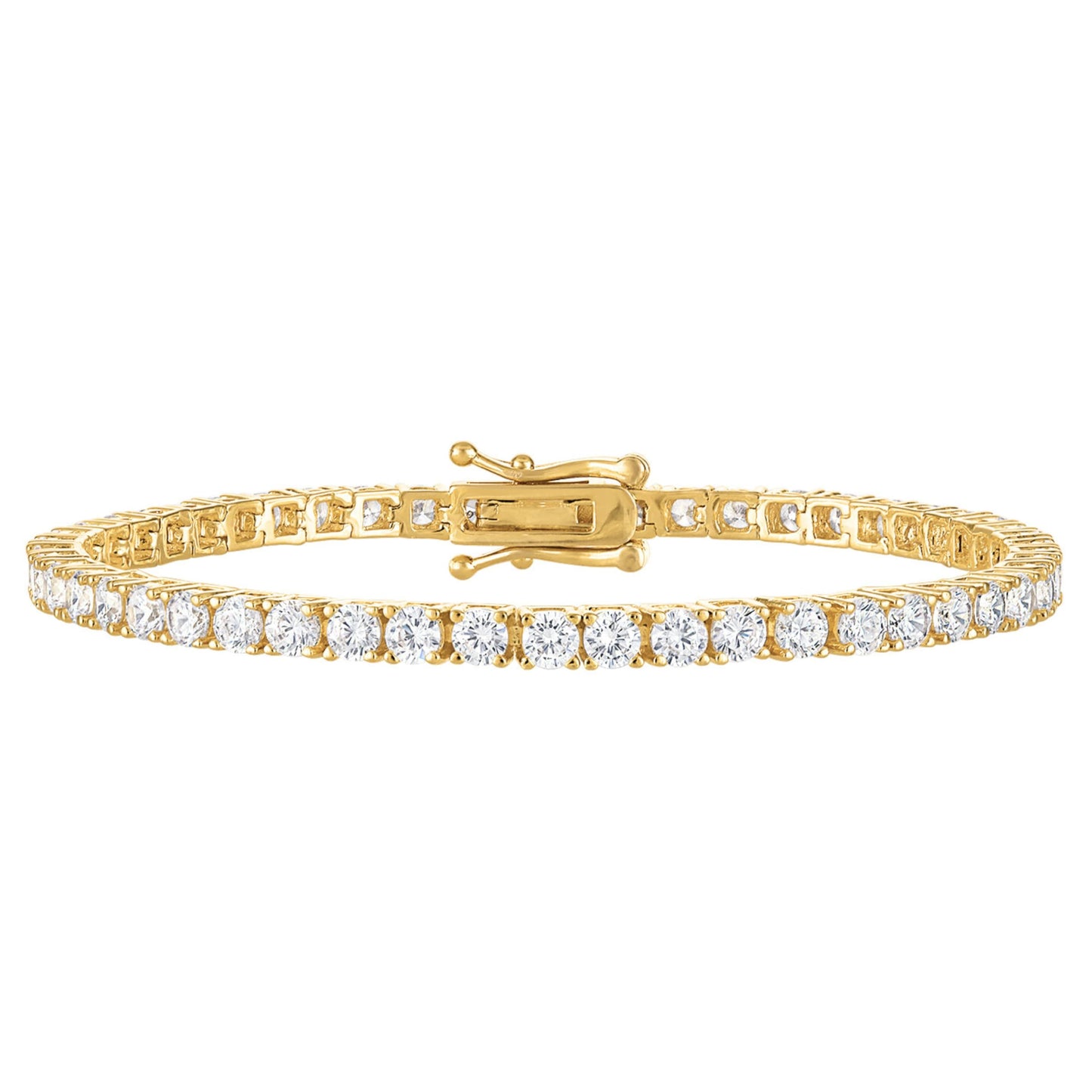 24K Gold Plated Tennis Bracelet for Women – Cubic Zirconia, 6.5 Inch