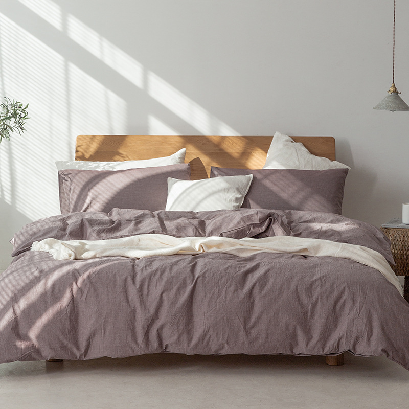 Minimalist Japanese Bedding Set – Muji-Inspired, Lattice Pattern