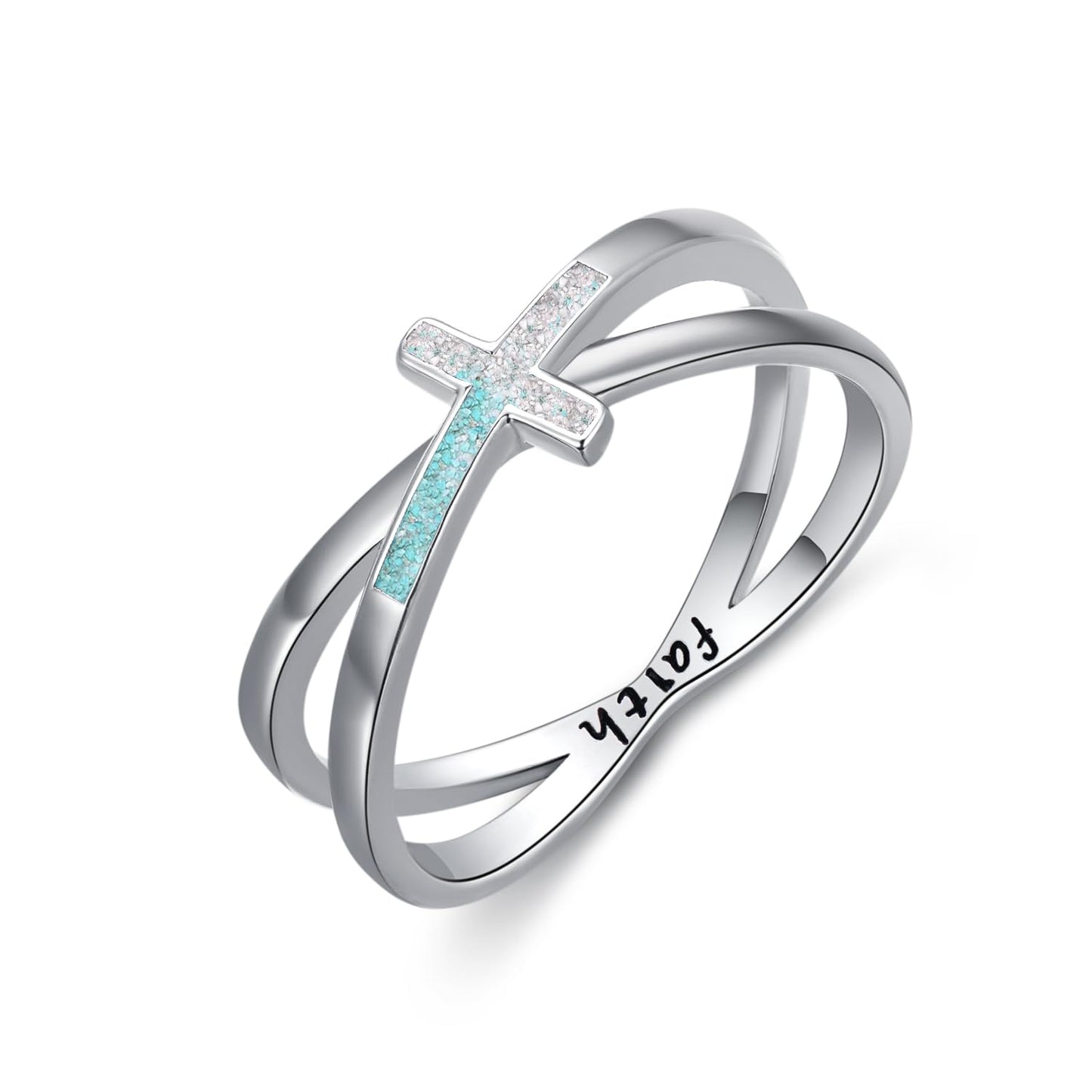 Turquoise Cross & Faith Ring – 925 Sterling Silver
