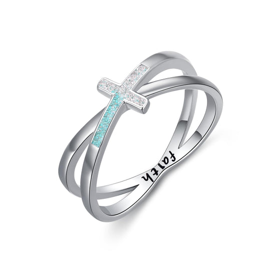 Turquoise Cross & Faith Ring – 925 Sterling Silver