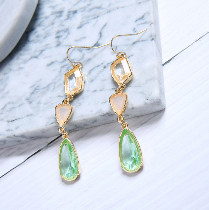 Waterdrop Earrings with Alloy Gemstone Crystals