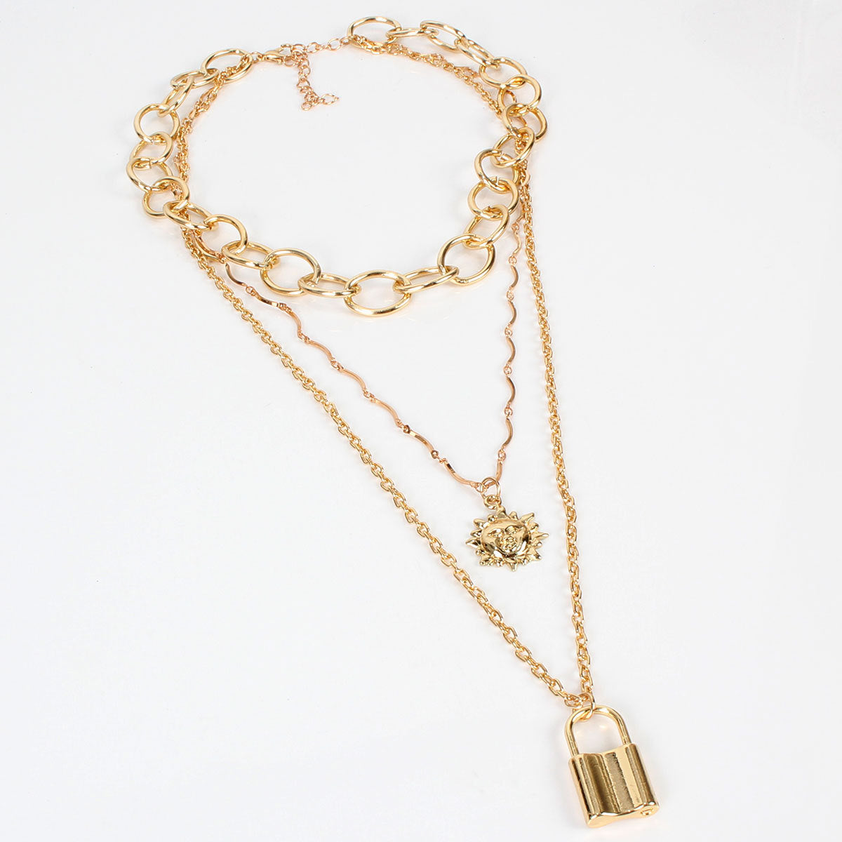 Exaggerated Layered Necklace with Sunflower Pendant