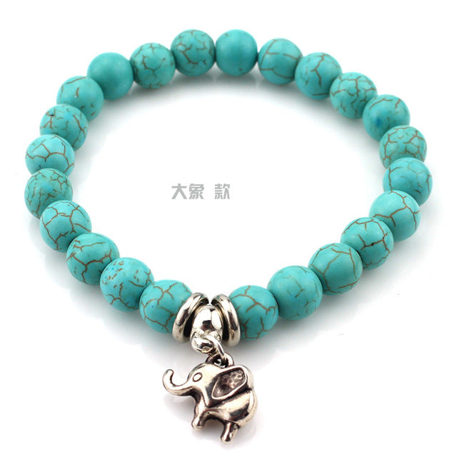 Blue Turquoise Charm Cross Bracelet