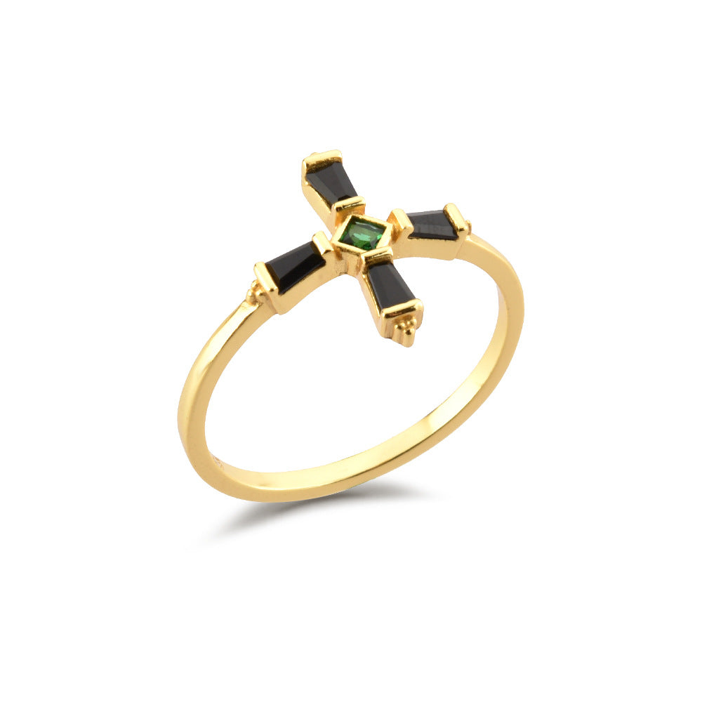 Faith Cross Ring – Gemstone Baguette