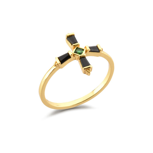 Faith Cross Ring – Gemstone Baguette