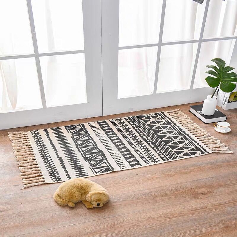 Nordic Style Cotton Linen Area Rug – Non-Slip, Multiple Colors & Designs