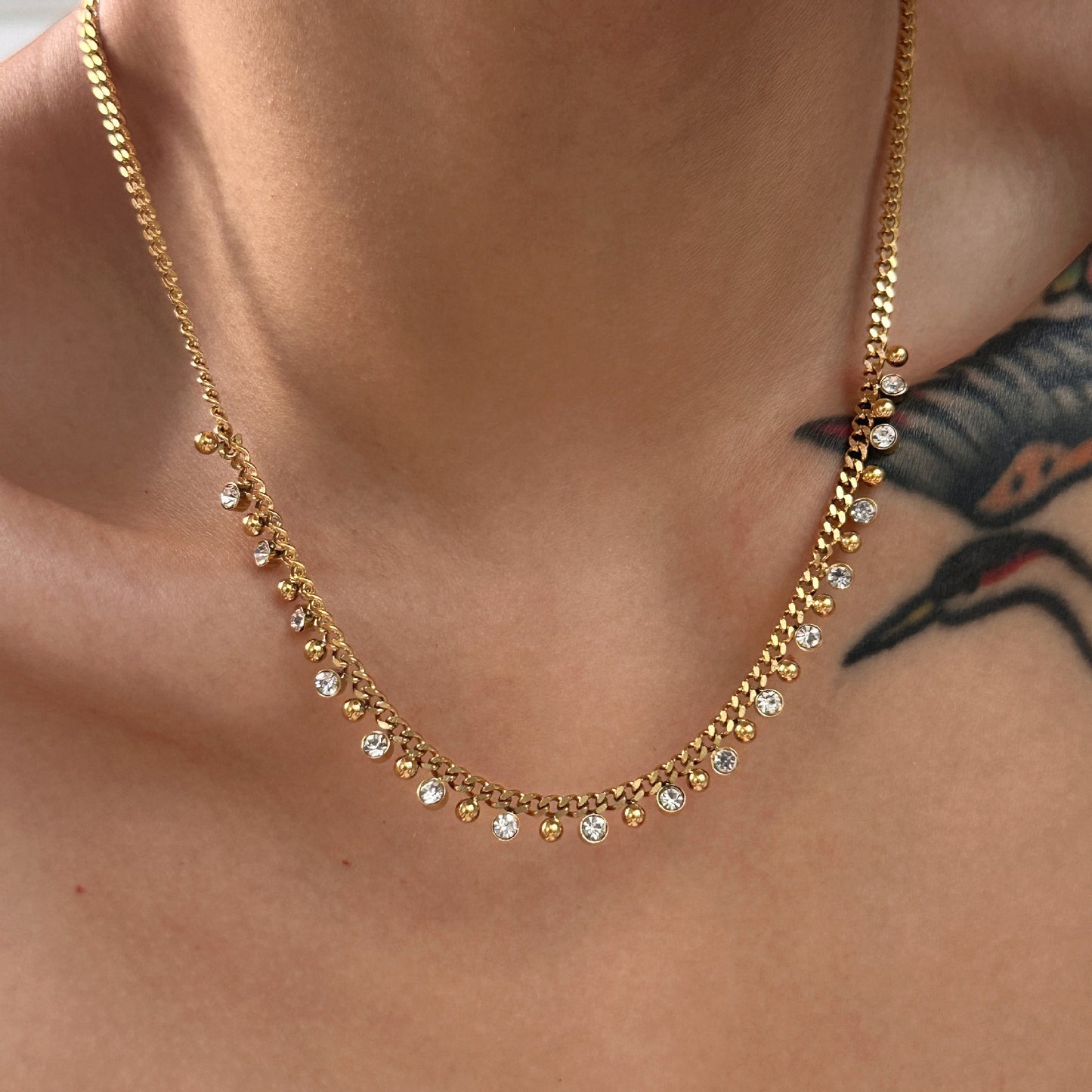 18K Gold-Plated Zircon Cuban Chain Necklace