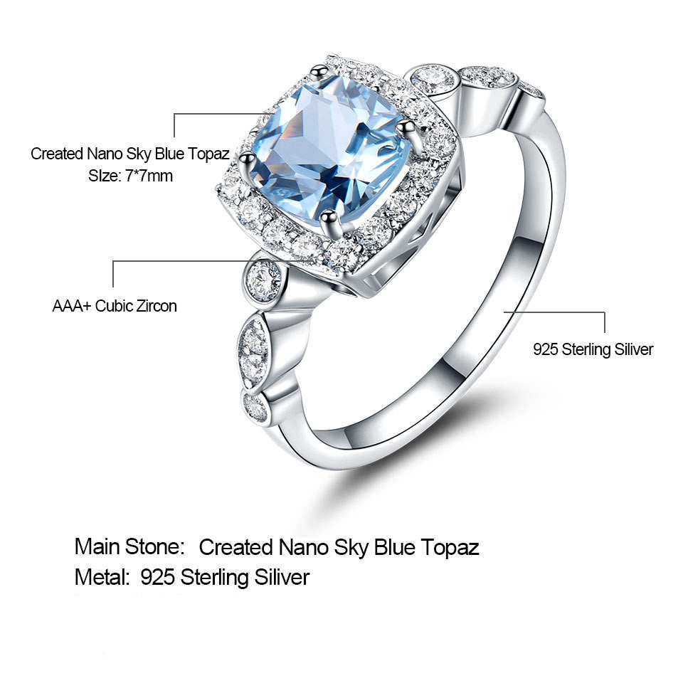 S925 Silver Ring with Blue Topaz Stone