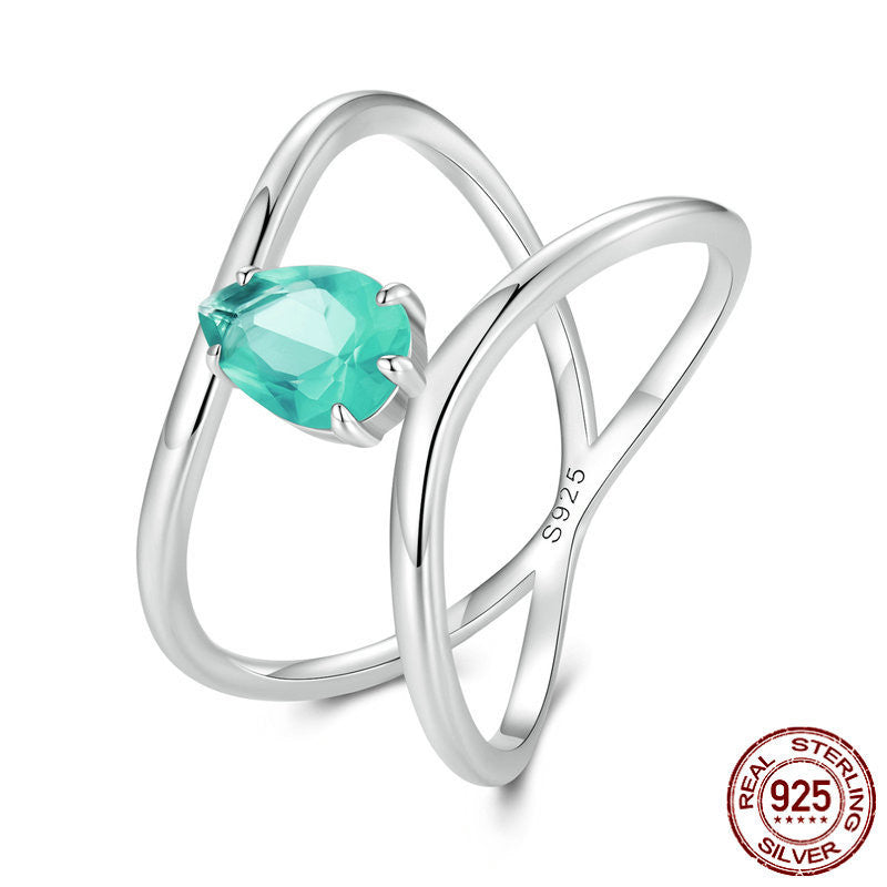 Double-Layer Cross Water Drop Ring