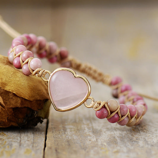 Double Natural Stone Handwoven Bracelet with Strings