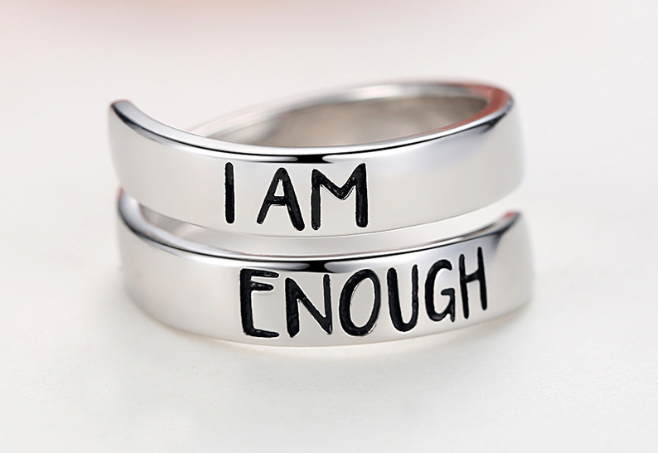 "Half-Letter Ring 'I Am Enough'