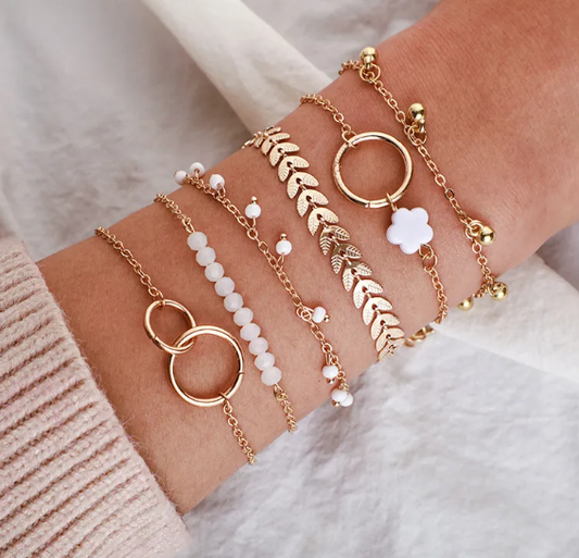 Floral Arrow Leaf Charm Bracelet