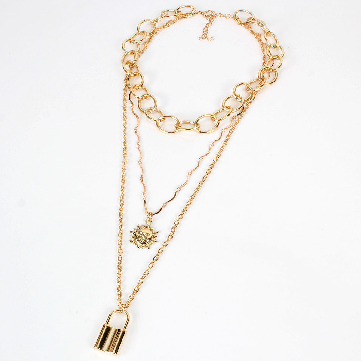 Exaggerated Layered Necklace with Sunflower Pendant