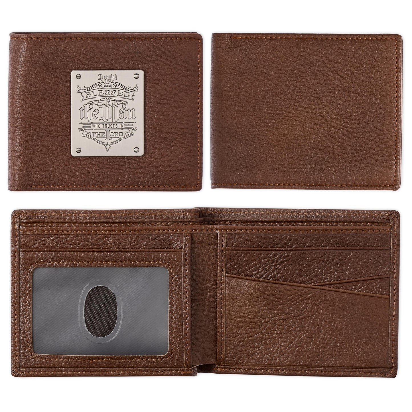 Genuine Leather RFID Wallet for Men – Jeremiah 17:7 Scripture Bifold Wallet