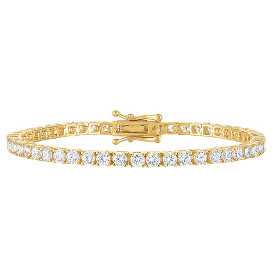 24K Gold Plated Tennis Bracelet for Women – Cubic Zirconia, 6.5 Inch