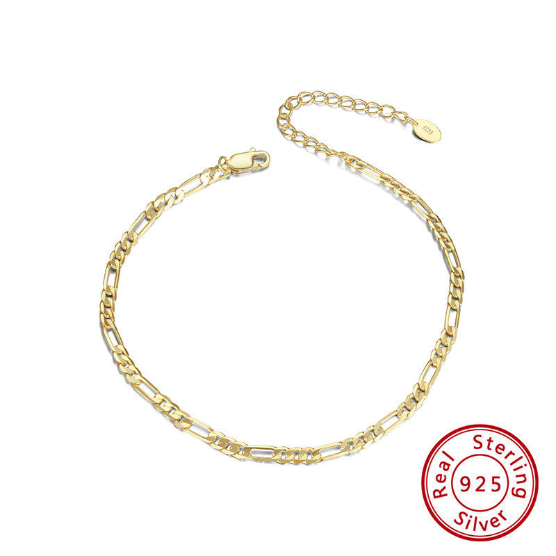 Sterling Silver Flower Chain Anklet